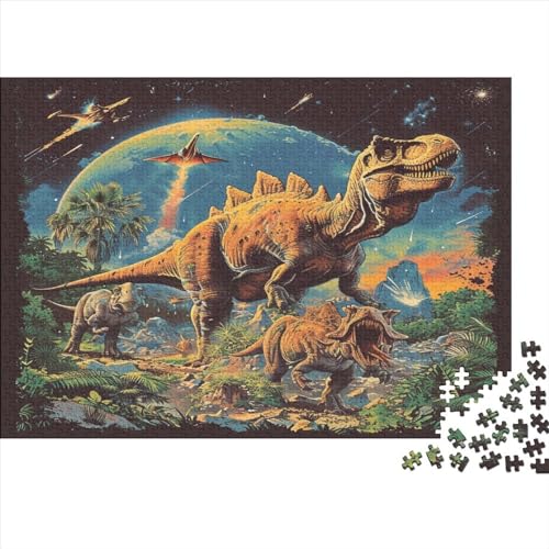 Dinosaurier 1000 Stück Puzzles Für Erwachsene Teenager Stress Abbauen Familien-Puzzlespiel Mit Poster in 1000-teiliges Puzzle Kinder Lernspiel Spielzeug Geschenk Puzzel 1000pcs (75x50cm) von BOAHZCJEG