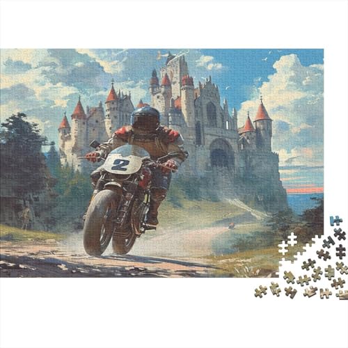 Dirt Bike Puzzle 1000 Teile Puzzle für Erwachsene Holzpuzzle Spielzeug für Erwachsene Herausforderung Spielzeug Geschenk für alle Frauen und Männer 1000 Stück (75 x 50 cm) von BOAHZCJEG