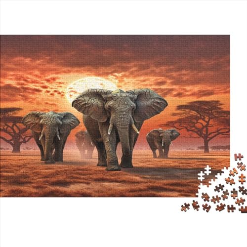 Elephant Puzzle 1000 Teile Puzzle für Erwachsene Entspannung Puzzlespiel Klassisches Puzzle für die Wanddekoration des Rahmens für Familienfotos 1000 Stück (75 x 50 cm) von BOAHZCJEG