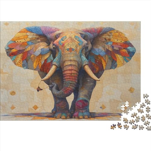 Elephant Puzzle 1000 Teile für Erwachsene Holzpuzzle 1000 Teile für Erwachsene Puzzlespiel Puzzlespiel Wohnkultur 1000 Stück (75 x 50 cm) von BOAHZCJEG