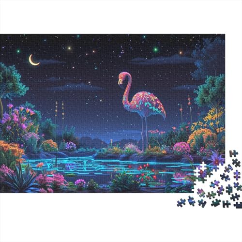 Flamingo Puzzle 1000 Teile Puzzle für Erwachsene Holzpuzzle Spielzeug für Erwachsene Herausforderung Spielzeug Geschenk für alle Frauen und Männer 1000 Stück (75x50cm) von BOAHZCJEG