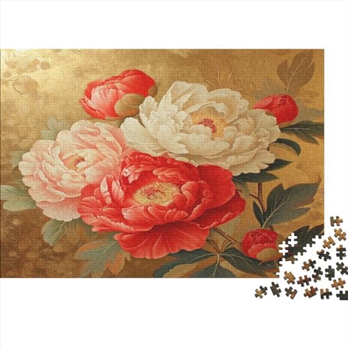 Flowers Puzzle 1000 Teile Puzzle für Erwachsene Holzpuzzle Spiel Für Erwachsene Herausforderung Spielzeug Geschenk Für Alle Frauen Und Männer 1000 Stück (75x50cm) von BOAHZCJEG