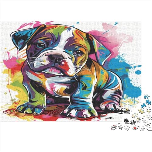 Französische Bulldogge Puzzle Erwachsene 1000 Teile Rätsel Unmöglich anspruchsvolle Puzzlespiele für die Wanddekoration der Geschenke des Rahmens für Fotos Familie 1000 Stück (75 x 50 cm) von BOAHZCJEG