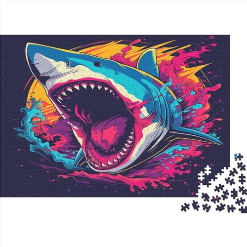 Great White Shark Puzzle mit 1000 Teilen für Erwachsene, unmögliches Geschicklichkeitsspiel für die ganze Familie, anspruchsvolle Puzzlespiele, tolles Geschenk für Erwachsene, 1000 Stück (75 x 50 cm) von BOAHZCJEG