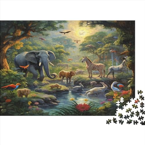 Jungle Animals Puzzle mit 1000 Teilen für Erwachsene Holzpuzzle 1000 Teile Familienspiel anspruchsvolles Puzzle Wanddekoration 1000 Stück (75 x 50 cm) von BOAHZCJEG