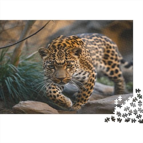 Leopard Puzzle 1000 Teile für Erwachsene Holzpuzzle 1000 Teile Familienspiel anspruchsvolles Puzzle Wanddekoration 1000 Stück (75 x 50 cm) von BOAHZCJEG