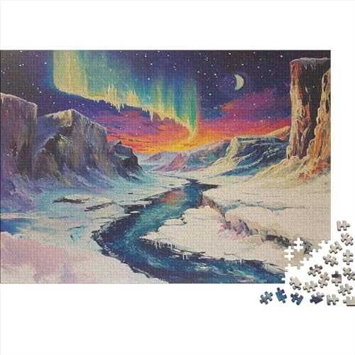 Northern Lights Puzzle 1000 Teile für Erwachsene Holzpuzzle 1000 Teile Familienspiel anspruchsvolles Puzzle Wanddekoration 1000 Stück (75 x 50 cm) von BOAHZCJEG