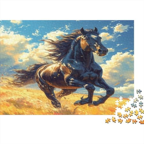 Retro Horse Klassisches Puzzle 1000 Teile für Erwachsene, Jigsaw Puzzles Kinder, Intelligentes Dekompressionsspielzeug, lustiges Spiel für Familien, 1000 Stück (75 x 50 cm) von BOAHZCJEG