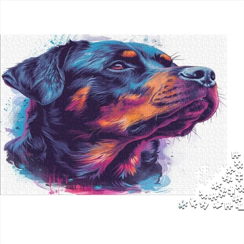 Rottweiler 1000 Stück Erwachsene Puzzle Spiele Entspannung und Intelligenz Nachhaltiges Holzpuzzle für Familienspiel Geschenk Für Liebe Und Freund Nachhaltig 1000 Stück (75 x 50 cm) von BOAHZCJEG