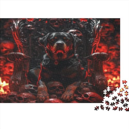 Rottweiler Klassische Puzzles 1000 Teile für Erwachsene, Jigsaw Puzzles Kinder, Intelligentes Dekompressionsspielzeug, lustiges Spiel für Familien, 1000 Stück (75 x 50 cm) von BOAHZCJEG