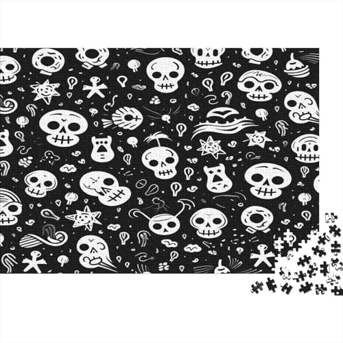 Skull 1000 Stück Erwachsene Puzzle Spiele Entspannung und Intelligenz Nachhaltiges Holzpuzzle Puzzle für Familienspiel Geschenk Für Liebe Und Freund Nachhaltig 1000 Stück (75x50cm) von BOAHZCJEG