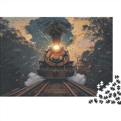 Steam Train Puzzle 1000 Teile Puzzle mit 1000 Teilen für Erwachsene, anspruchsvolles Spiel für Erwachsene, Heimdekoration, 1000 Stück (75 x 50 cm) von BOAHZCJEG