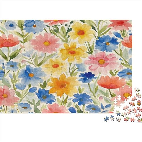 Watercolor Flowers Puzzle für Erwachsene Holzpuzzle 1000 Teile Entspannendes Puzzle Geschenk Für Erwachsene Puzzle 1000 Teile Puzzlespiel Dekoration für Zuhause 1000 Stück (75 x 50 cm) von BOAHZCJEG