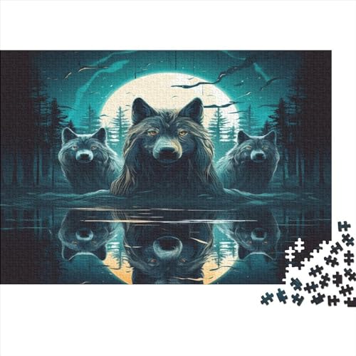 Wolf Puzzle für Erwachsene, 1000 Teile, anspruchsvolles Mini-Puzzle für Erwachsene, Artwork Jigsaw, Puzzle für Familie, Spiel, Heimdekoration, 1000 Stück (75 x 50 cm) von BOAHZCJEG