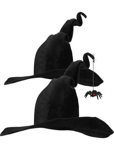 BOARDFEB Halloween-Hexenhut, böse Hexenhüte, schwarzer Hexenhut, Samt mit abnehmbarer Spinne, faltbar, spitz, für Damen, Kostümzubehör, 2 Stück BOARDFEB Halloween-Hexenhut, böse Hexenhüte, schwarzer Hexenhut, Samt mit abnehmbarer Spinne, faltbar, spitz, für Damen, Kostümzubehör, 2 Stück von BOARDFEB