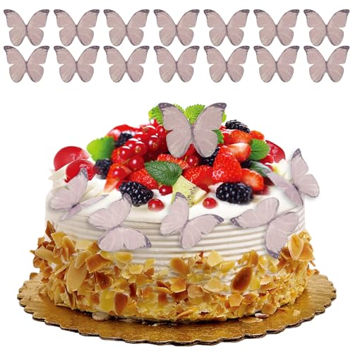 450Pcs Schmetterlinge Deko Torte, Schmetterlinge Torten Deko mit Box, 4.4x3.48cm, Essbare Oblatenpapier, Essbare Schmetterlinge Kuchen-Deckel, Schmetterling Tortendeko Essbar für Hochzeit(Lila) von BOBASH