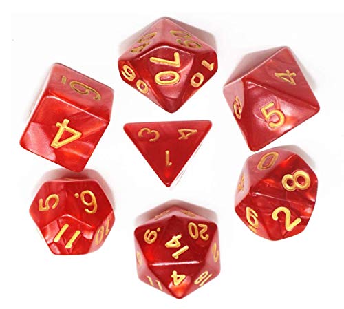 BOBOZHONG Polyedrische Würfel,7pcs DND Würfel Set Layered Polyhedral D & D Würfel für Dungeons and Dragons RPG MTG Tischspiele（Rot von BOBOZHONG