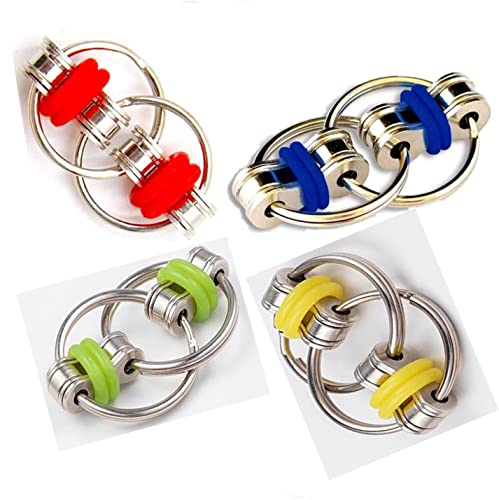 Kette Fidget Spielzeug,Flippy Chain Toy, Kette ZappelnSpielzeug,Dekomprimierung Ketten-schlüsselring Fidget Schlüsselanhänger Kette Schnalle Entlastet Druck Spielzeug Metall Hand Spinner-Spielzeug von BOBOZHONG