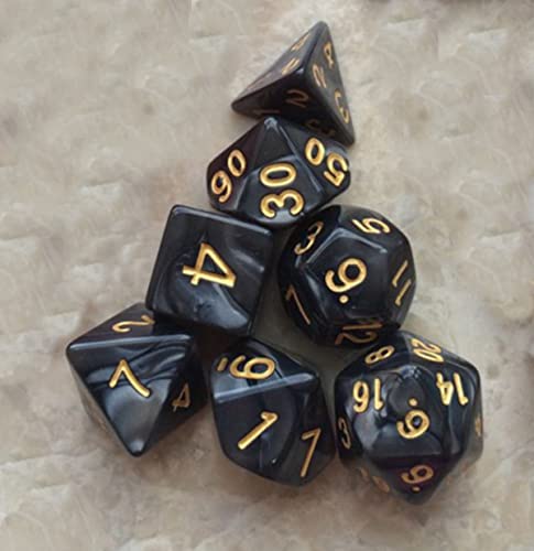 BOBOZHONG Polyedrische Würfel,7pcs DND Würfel Set Layered Polyhedral D & D Würfel für Dungeons and Dragons RPG MTG Tischspiele（Schwarz von BOBOZHONG