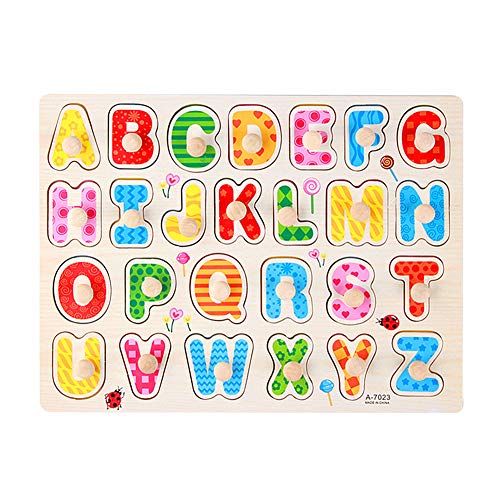 BOENTA Steckpuzzle Ab 1 Holzpuzzle Ab 1 Kleinkind Puzzle 2-3 Jahre aus Holz Holzpuzzle für 2-Jährige Puzzle für 2-Jährige Holzpuzzle für 3 Jahre alt Letters von BOENTA