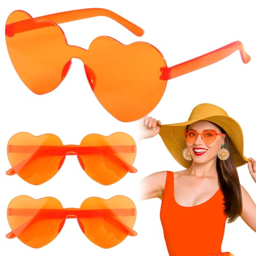 BOFUNX 2 Stück Herz Brille Rot/Rosa/Orange Herzförmige Brillen Lustige Partybrille für Valentinstag JGA Hochzeit Karneval Fasching Kostüm Mottoparty von BOFUNX