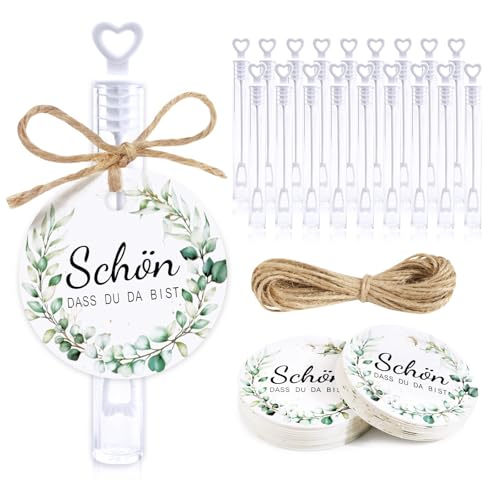 BOFUNX 50 Stücke Seifenblasen Hochzeit mit Schön DASS du da bist Anhänger Etiketten Juteschnur Wedding Bubbles für Hochzeit Geburtstag Verlobung Valentinstag Party Gastgeschenk von BOFUNX