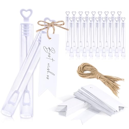 BOFUNX 50 Stücke Seifenblasen Hochzeit mit Seifenblasen Etikett Juteschnur Wedding Bubbles für Hochzeit Geburtstag Verlobung Valentinstag Party Gastgeschenk von BOFUNX