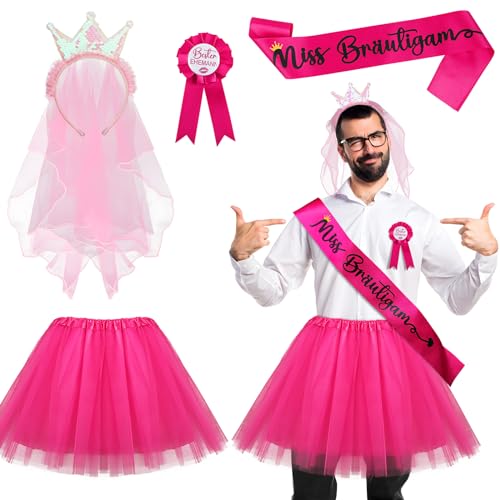 BOFUNX Männer JGA Kostüm Set Junggesellenabschied Männer Kostüm Outfit Herren JGA Party Kostüm Zubehör Männer Hochzeit Deko von BOFUNX