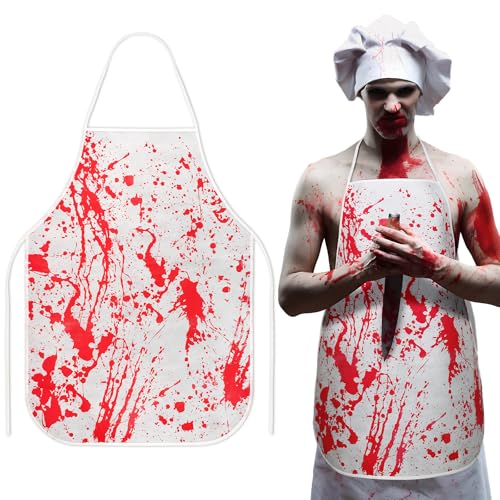 BOFUNX Schürze mit Blut Halloween Blutige Schürze für Damen Herren Halloween Kostüm Schlachter Metzger Kostüm von BOFUNX