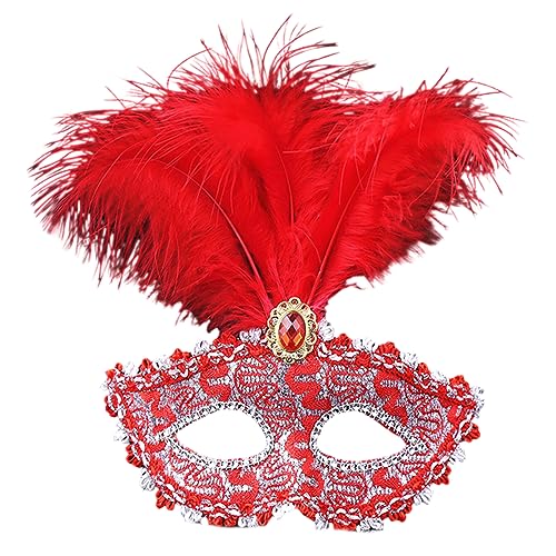 BOGEEL Maskerade Halloween-Kostüm, Hochzeit, Party, Bälle, Abschlussball, Augenspitze, Kunststoff und Feder von BOGEEL