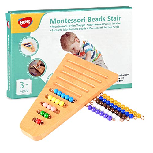 BOHS Montessori 1-10 Perlentreppe mit Halter - Montessori Math Manipulatives Material - Vorschulerziehung Lernspielzeug von BOHS