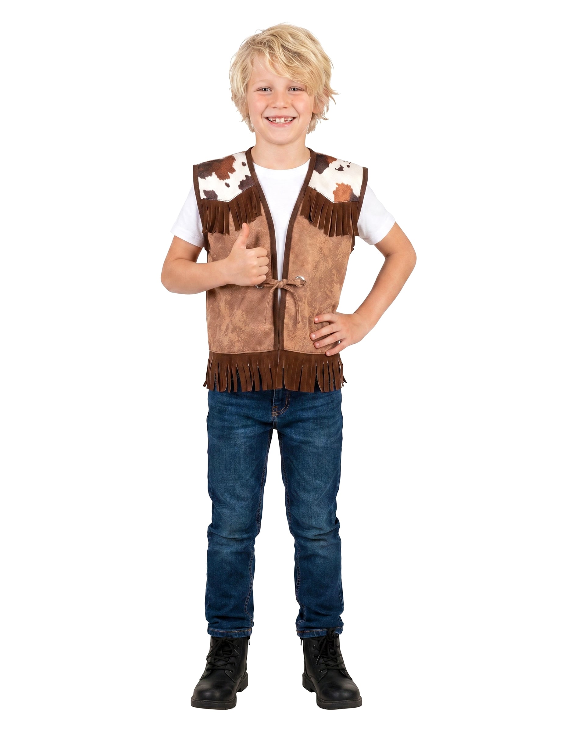 Cowboy-Weste für Kinder Kinderkostüm braun-weiss Cowboy-Weste für Kinder Kinderkostüm braun-weiss von BOLAND BV