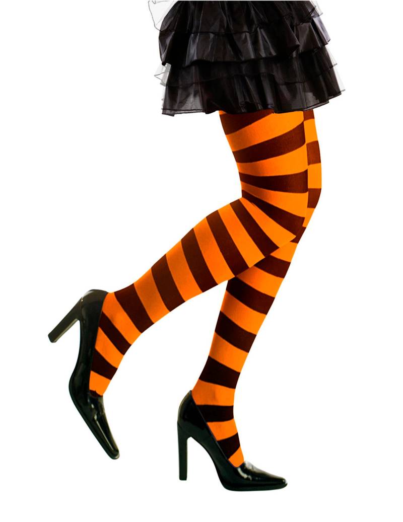 Halloween Ringelstrumpfhose orange-schwarz von WIDMANN