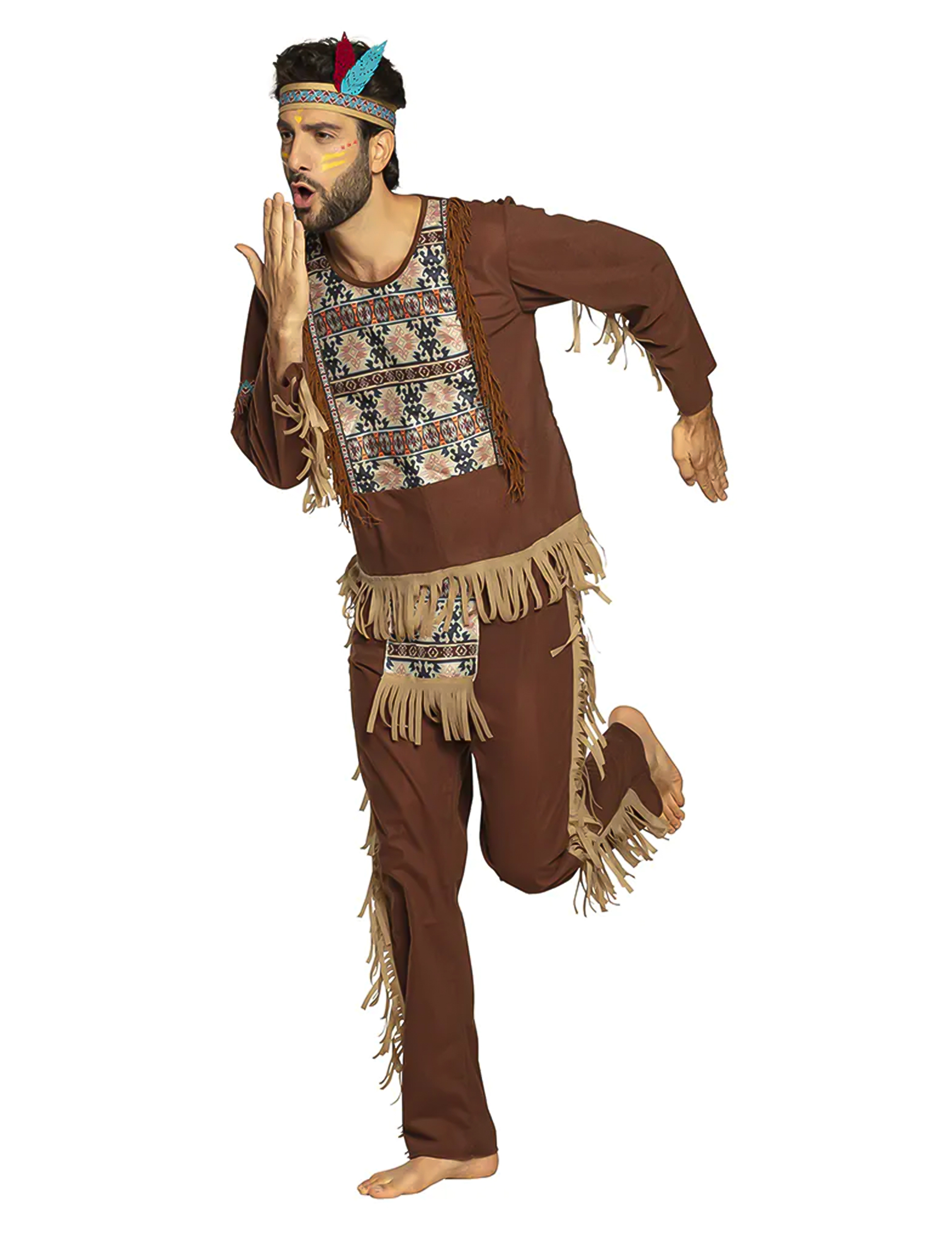 Indianer-Kostüm Karneval-Kostüm für Herren braun-beige-blau von BOLAND BV