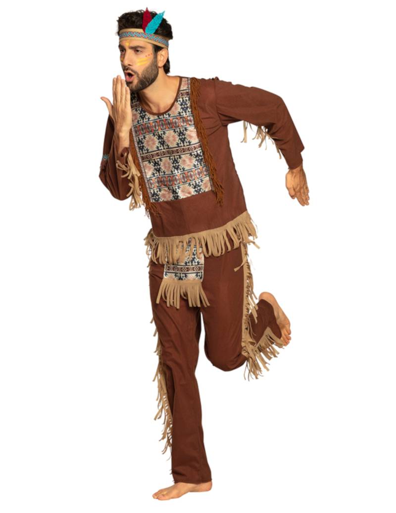 Indianer-Kostüm Karneval-Kostüm für Herren braun-beige-blau von BOLAND BV