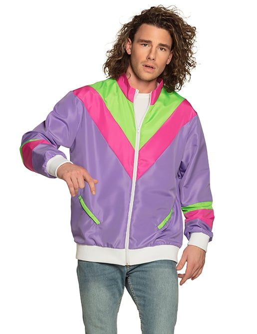 Retro 80er Jahre-Joggingjacke Bad Taste violett-grün-rosafarben von BOLAND BV