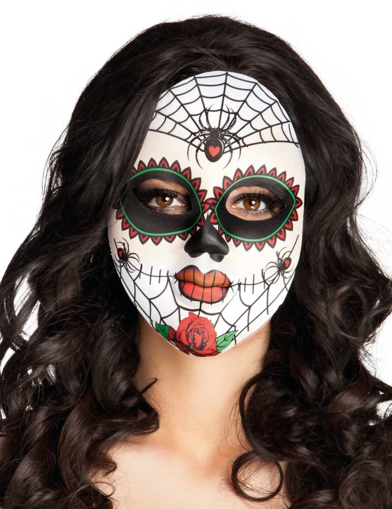 Sugar Skull Spinnen-Maske Day of the Dead weiss-bunt von BOLAND BV