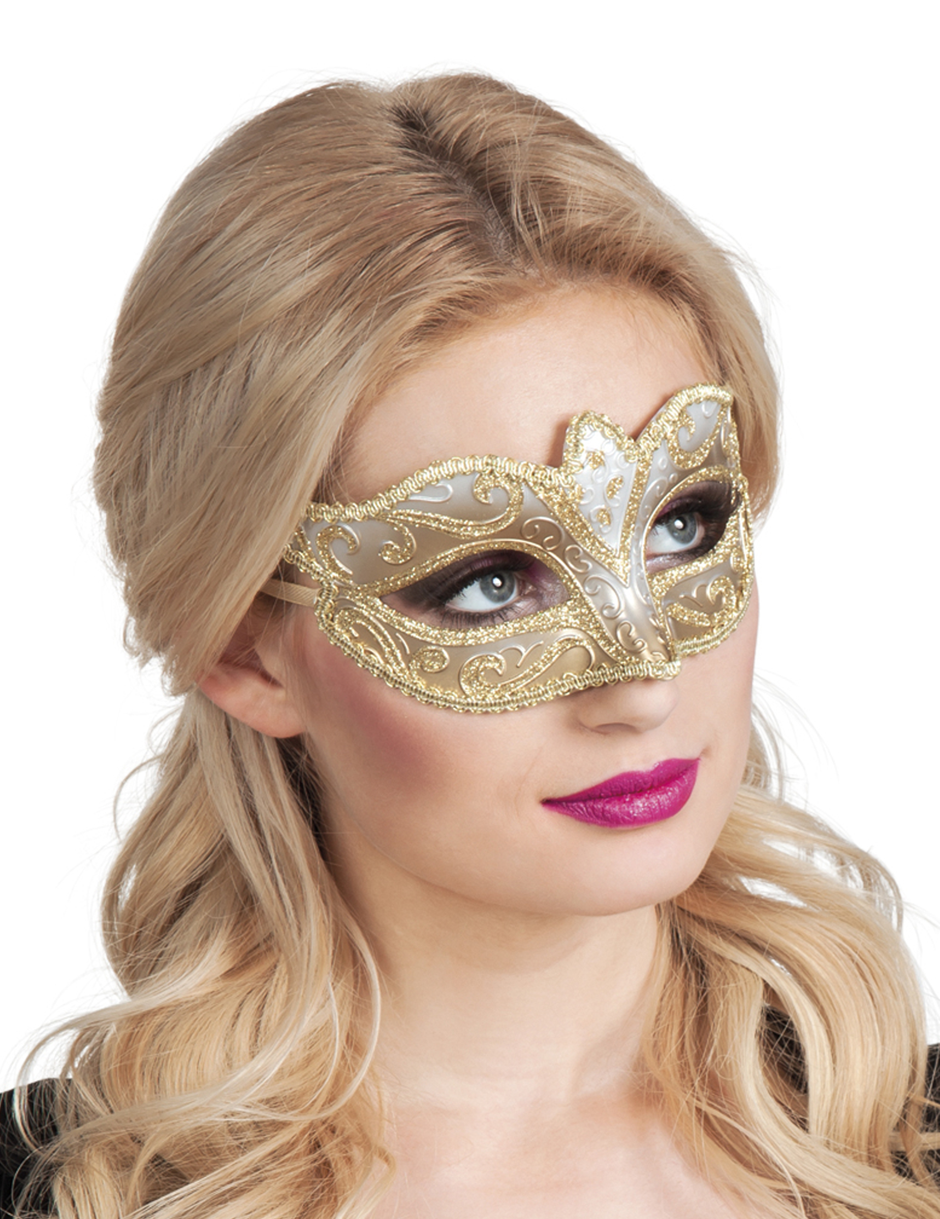 Venezianische Maske weiss-gold von BOLAND BV