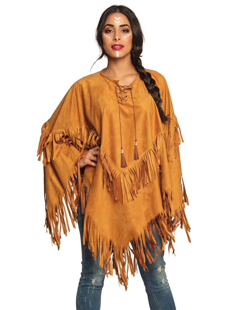 Western-Poncho mit Fransen für Damen braun von BOLAND BV