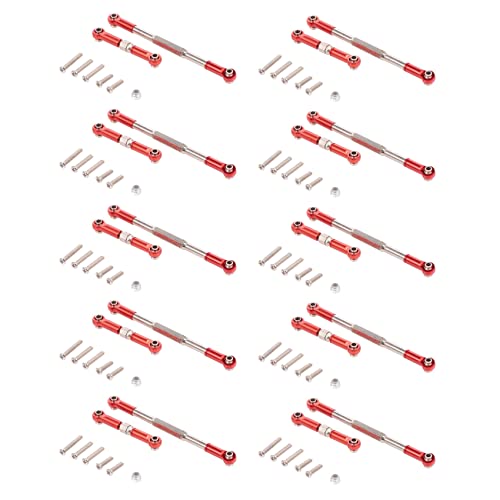 BOLAXHCA 20X RC Lenkung Stange CNC Bearbeitung Aluminium Legierung Lenkgestänge Satz für 1608T, Rot von BOLAXHCA