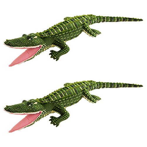 BOLAXHCA 2Stück 100cm Kuschel Tier Real Life Alligator Plüsch Tier Simulation Simkodil Puppen Kawaii Kreatives Kissen für Kinder Geschenke von BOLAXHCA