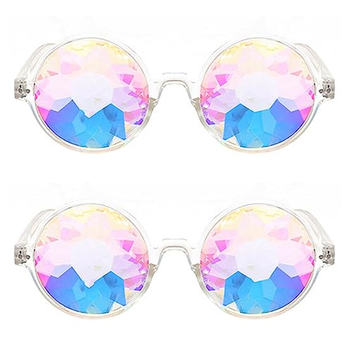 BOLAXHCA 2X Kaleidoskop Rave Festival Sonnenbrille Beugte Linse-Transparent von BOLAXHCA