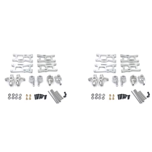 BOLAXHCA 2X Metalllenkbecher-Schwenkarm-Upgrade-Teilesatz für 144001 1/14 124018 124019 1/12 RC-AutozubehöR, Silber von BOLAXHCA