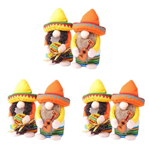 BOLAXHCA 3X Fiesta GNOME Paar Tomte für Mexikaner Taco Dienstag Zwerg Gift Nisse Abgestufte Tablett Dekoration für die KüChe von BOLAXHCA