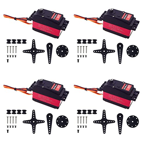 BOLAXHCA 4 Stück DS5160 60Kg 8,4 V Hoch Spannungs wasserdichte Digitale Servo für 1: 5 RC Auto SAVOX-0236 XL 5T Roboter Arm 180 Servo von BOLAXHCA