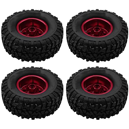 BOLAXHCA 4 Stücke Hoch 2,2 RC Reifen Metall Beadlock Felgen Rad für Axial Scx10 D90 RC Auto Rot +Schwarz von BOLAXHCA