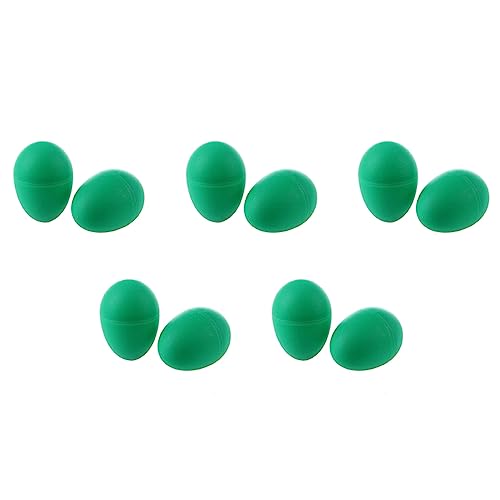 BOLAXHCA 5 Paar grüne Eier aus Kunststoff, Maraca-Rasseln, Shaker, Perkussion, Musikspielzeug für Kinder von BOLAXHCA