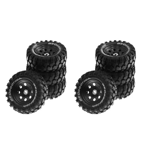 BOLAXHCA 8 StüCk 1,9 Metallfelge Gummireifen für 1/10 RC Crawler TRX4 SCX10 D90 4103 90046 FR4 FMS NT4-Schwarz von BOLAXHCA