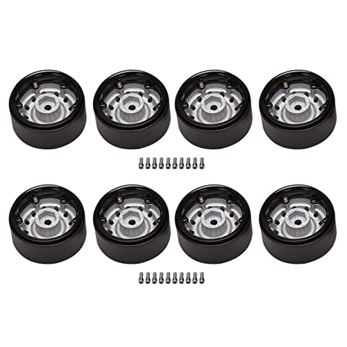 BOLAXHCA 8 Stück Metall 1,9 Beadlock Rad Felgen Nabe für 1/10 Rc Crawler Auto Axial Scx10 90046 Trx4 D90 D110 12 Kleine Löcher, Silber von BOLAXHCA