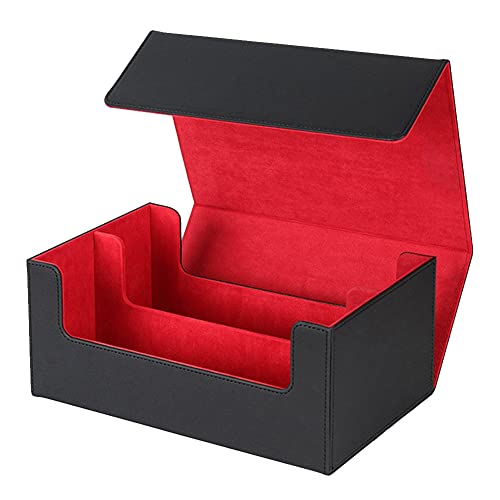 BOLAXHCA Multifunktions-Kartenbox Tragbares Kartenetui Organizer Aufbewahrungsbox Top Side-Loading Deck Case Game Cards Hobbies, Schwarz+Rot von BOLAXHCA